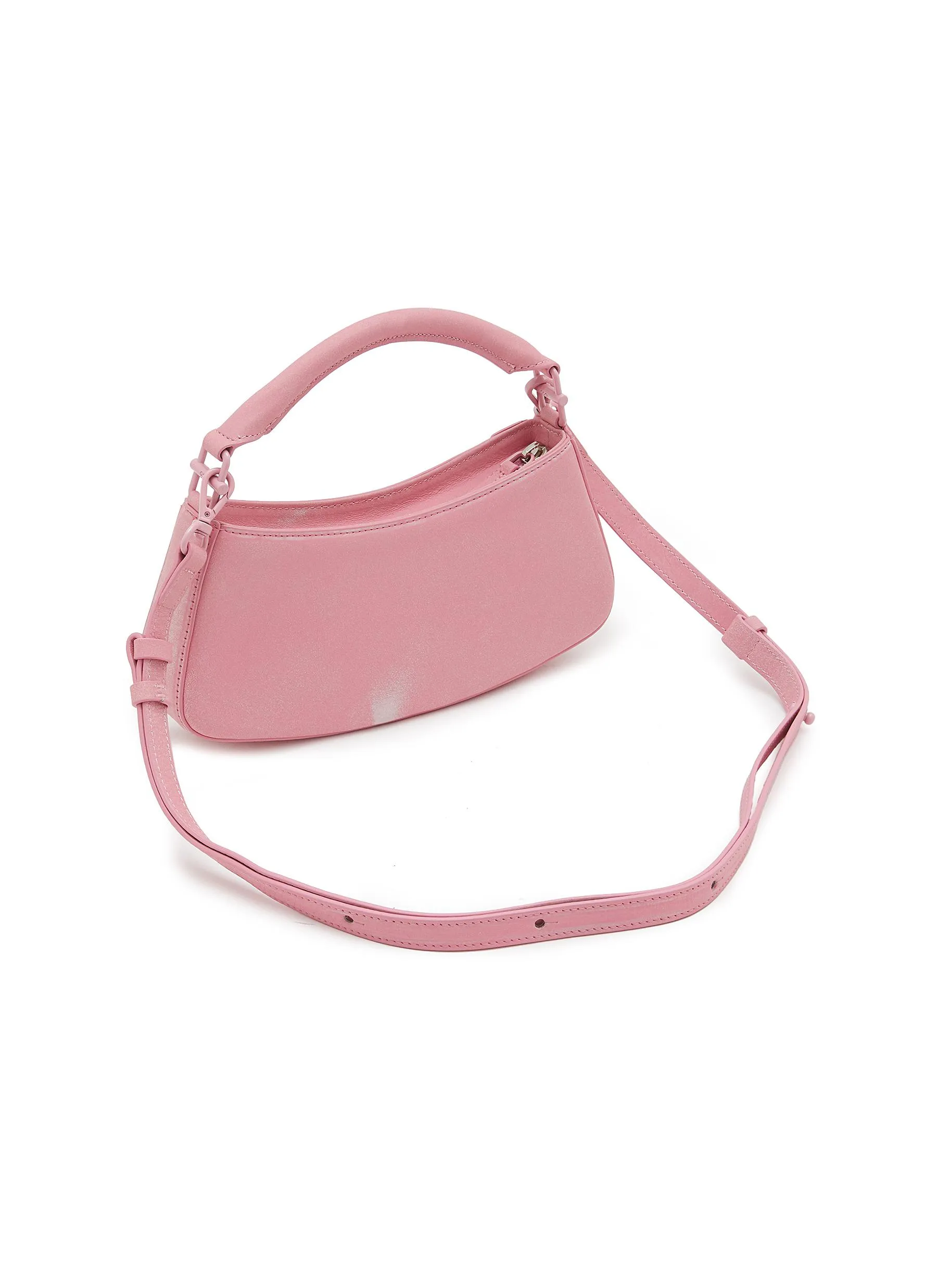 -----------OSOI ---- ------------PINK ----Small Belted Brocle Leather Shoulder Bag --