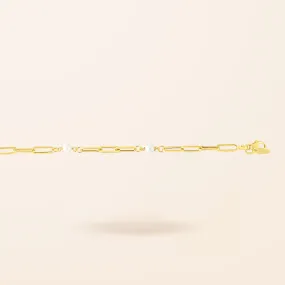 10K Gold Pearl Paper Clip Bracelet