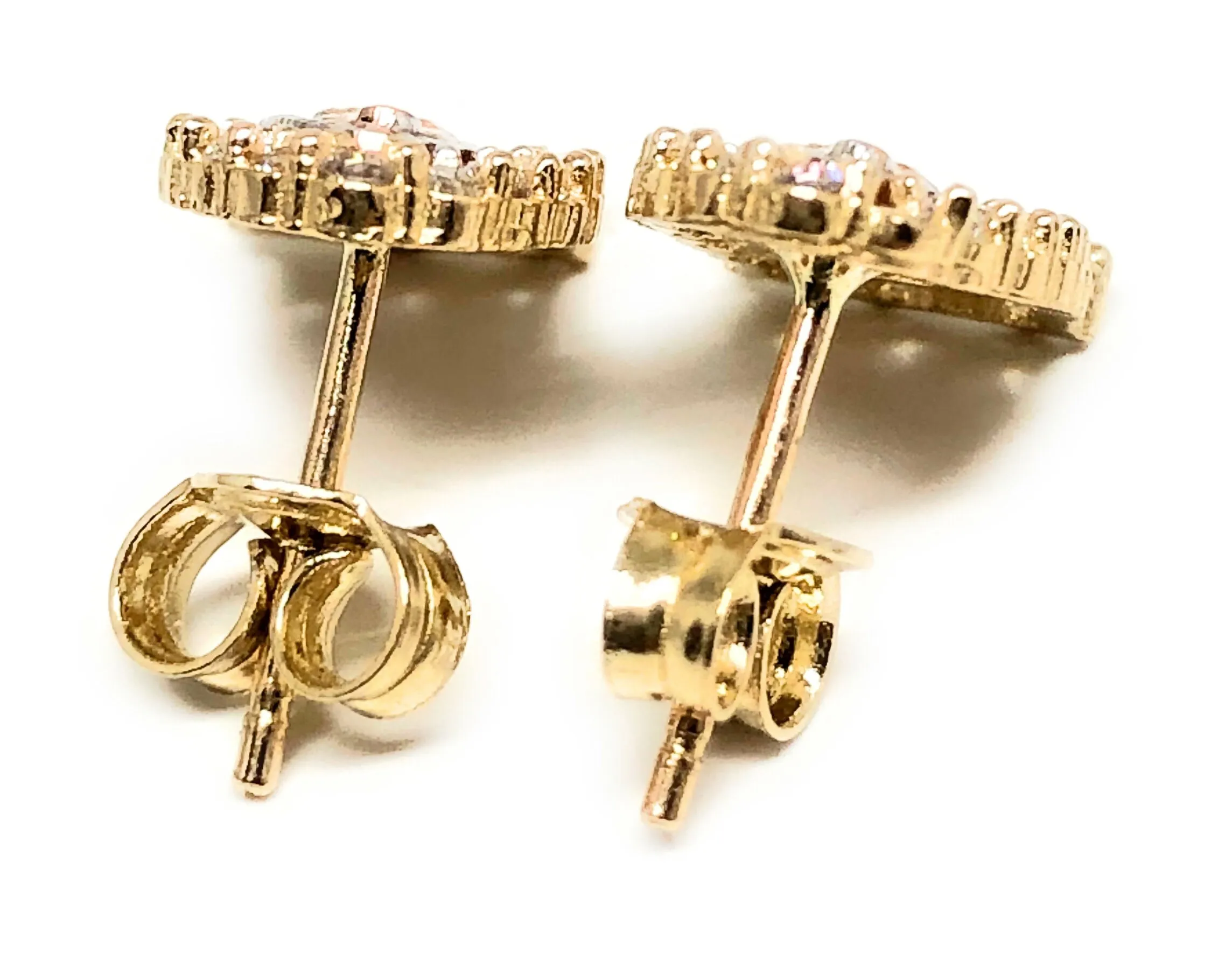 14k Solid Gold Tri-Color Virrgin Mary Earrings CZ