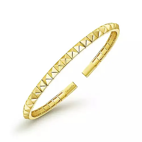 14k Yellow Gold Grommet Open Cuff Bracelet