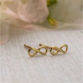 14K Yellow Gold Infinity Stud Earrings