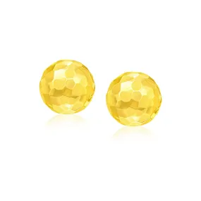 14k Yellow Gold Round Faceted Style Stud Earrings-rx6929