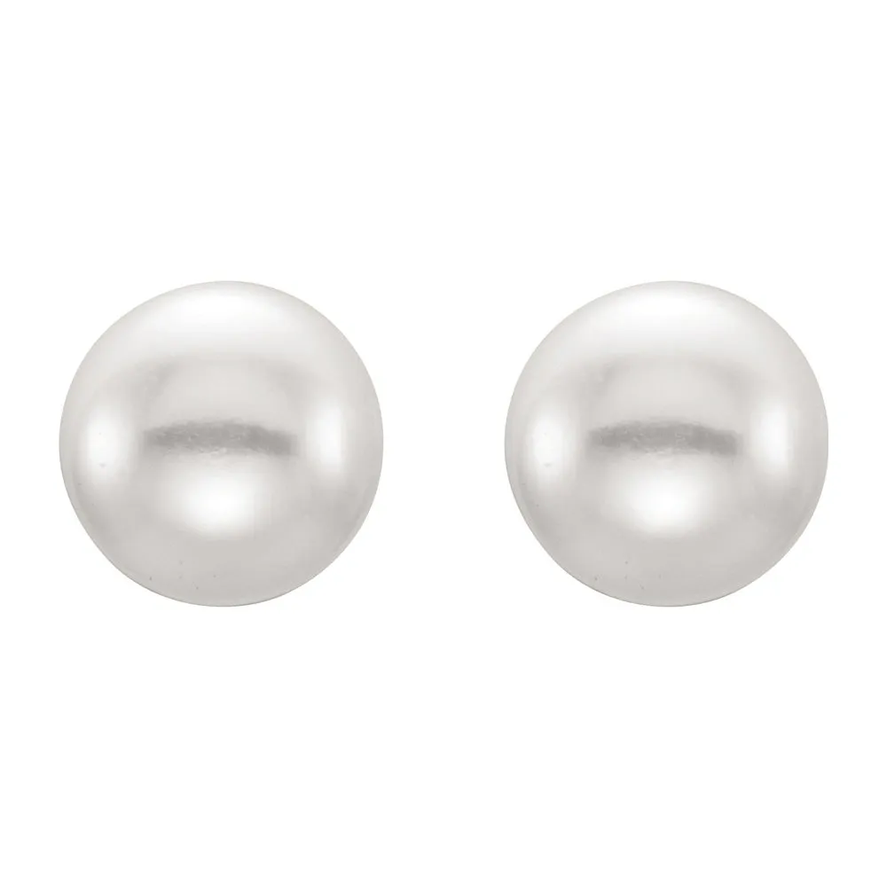 14K Yellow Gold White Freshwater Cultured Pearl Stud Earrings