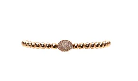 4MM Signature Rose Gold Bracelet with 14K Diamond Bean