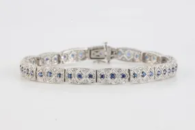 7 14k White Gold 2.97tcw Sapphire 0.30tcw Diamond Bracelet (14.75g.)