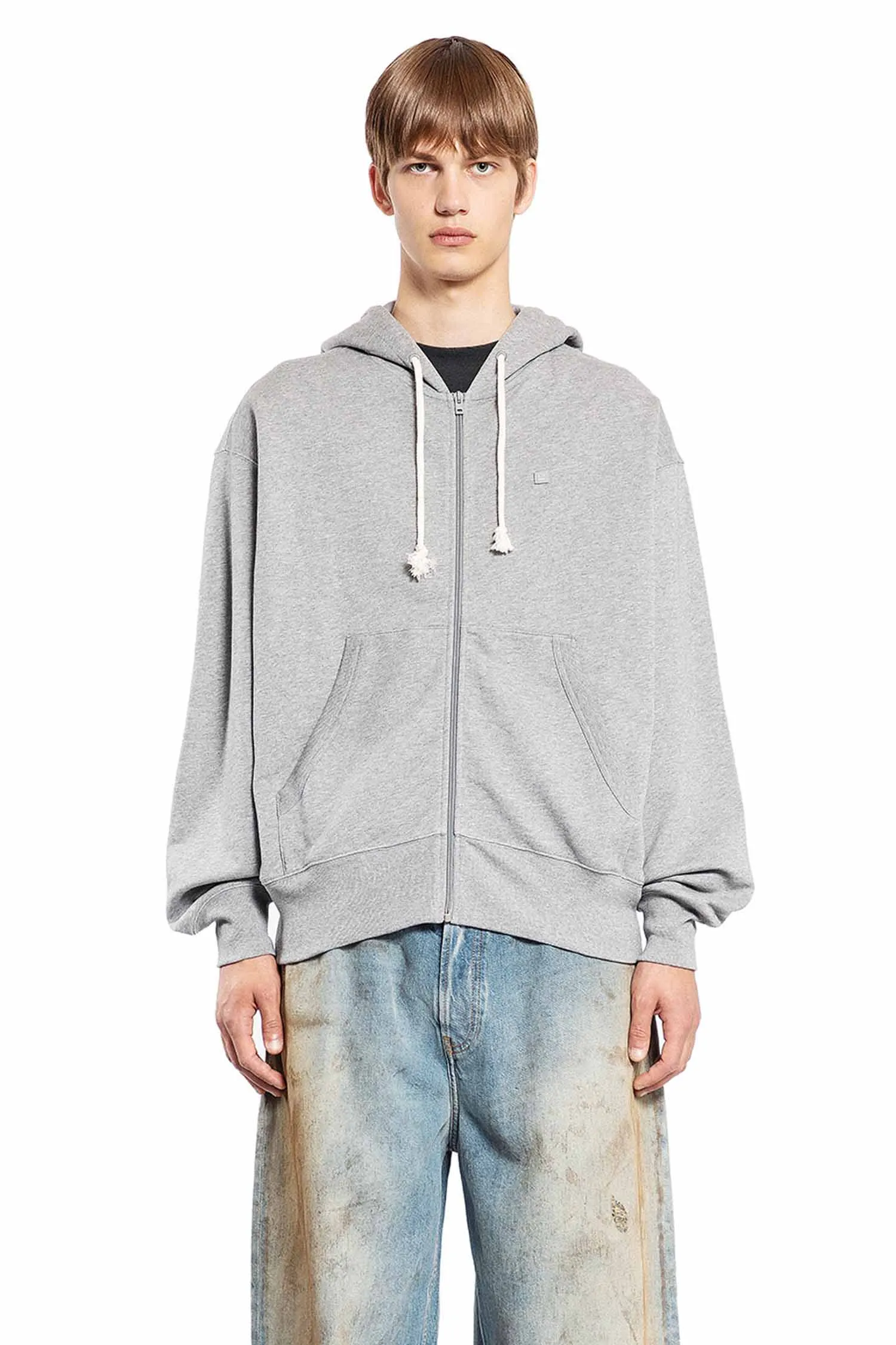 acne studios face logo zip-up hoodie