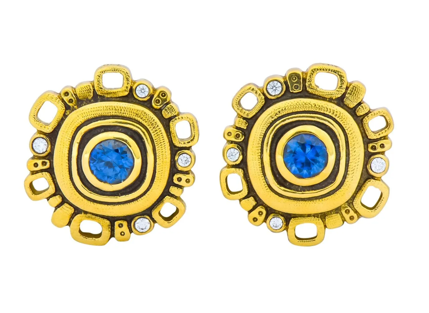 Alex Sepkus Sapphire Diamond 18 Karat Gold Earrings