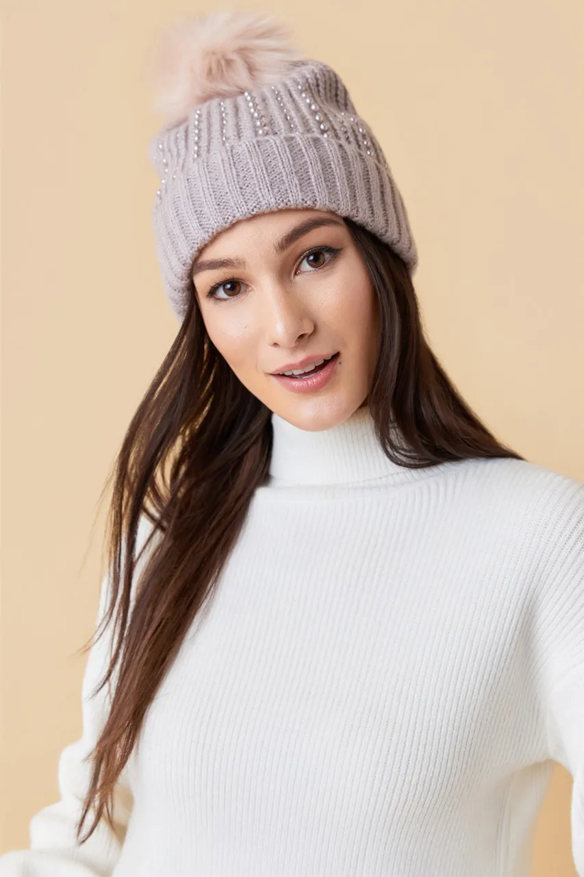 Allie Pearl Pom Beanie