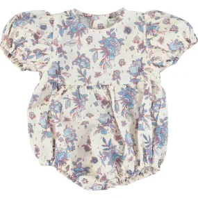 Bebe Organic Fleur Romper, Sky Rose