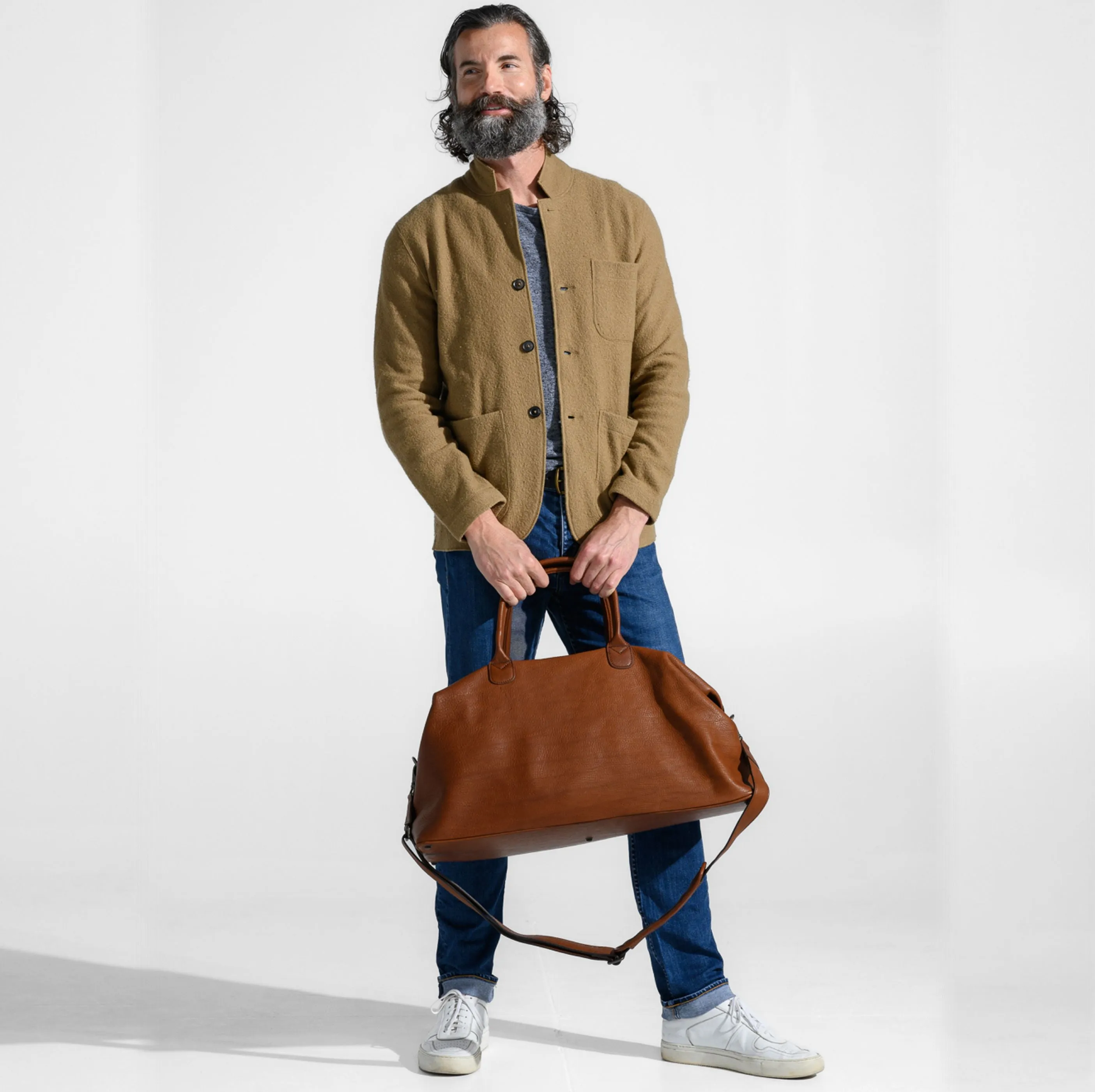 Benedict Leather Weekend Bag in Seven Hills Umber by Moore & Giles