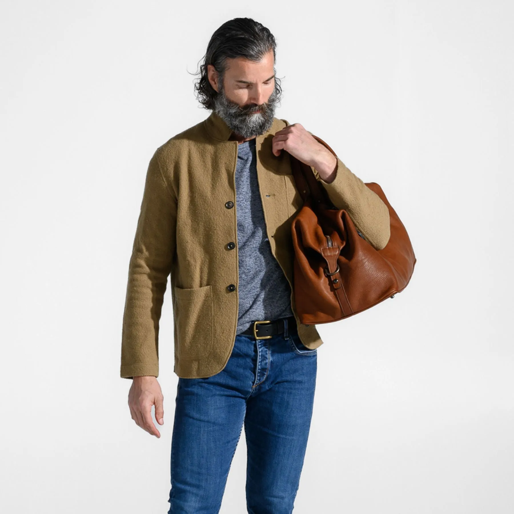 Benedict Leather Weekend Bag in Seven Hills Umber by Moore & Giles