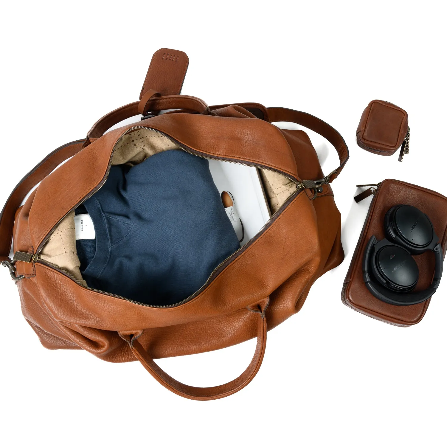 Benedict Leather Weekend Bag in Seven Hills Umber by Moore & Giles