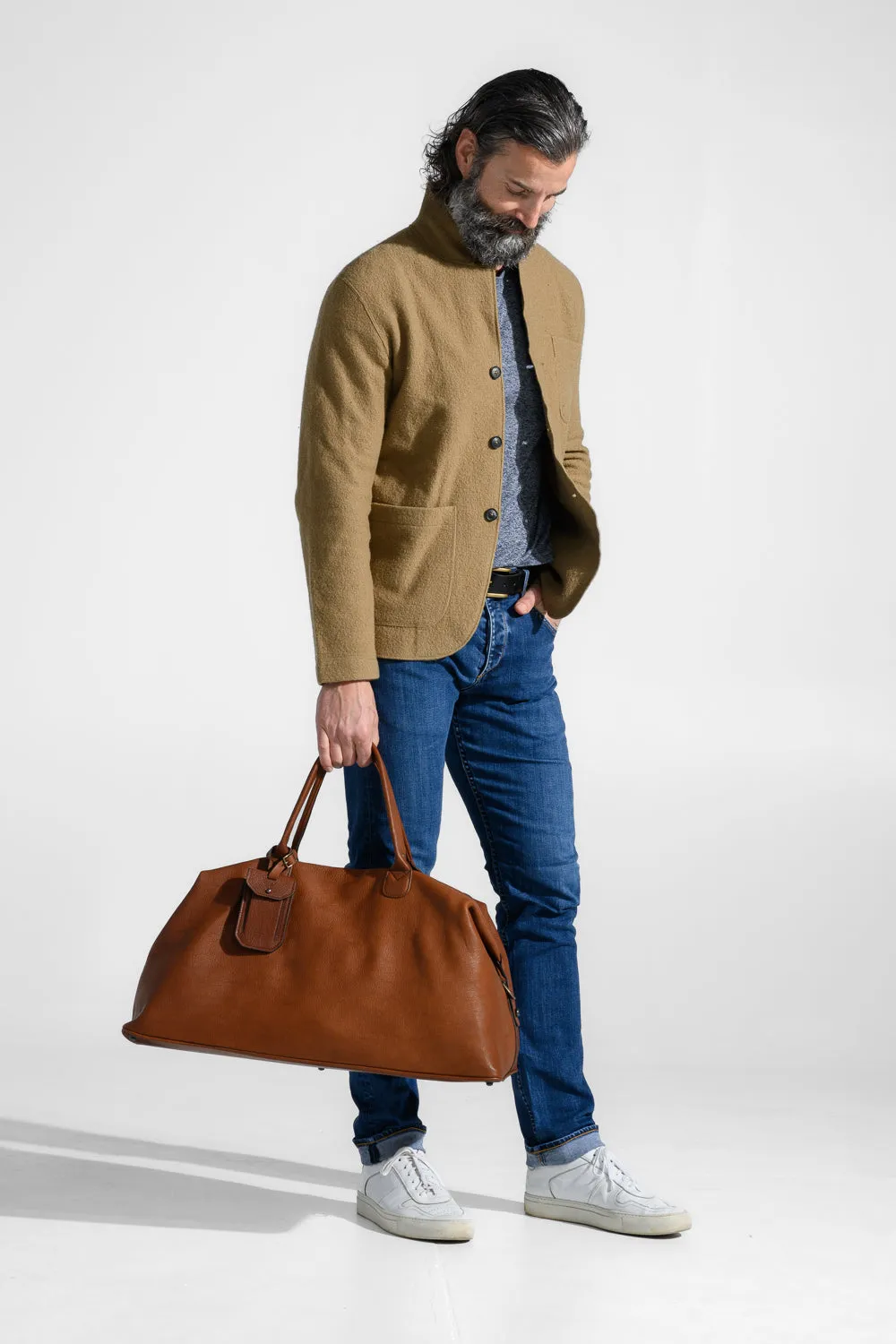 Benedict Leather Weekend Bag in Seven Hills Umber by Moore & Giles