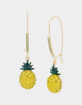 BETSEYS POOL PARTY PINEAPPLE HOOK EARRINGS YELLOW