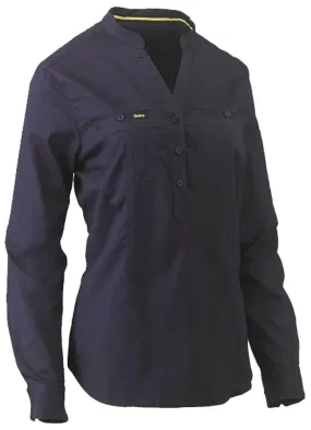 Bisley Workwear BLC6063 Shirt - Women - Stretch V-Neck - Closed Front - Navy - 6