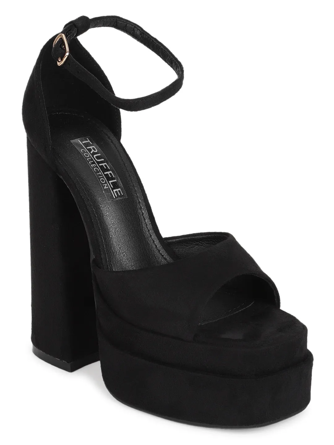 Black Micro Strappy Block Sandals (TC-GOWN2-BLKMIC)