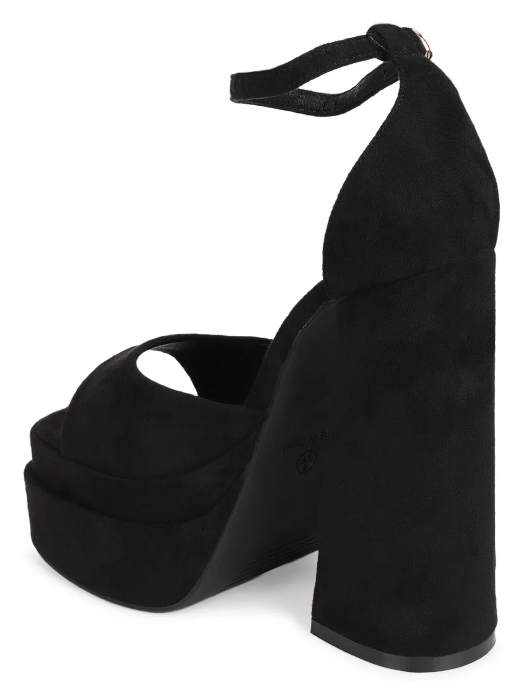 Black Micro Strappy Block Sandals (TC-GOWN2-BLKMIC)