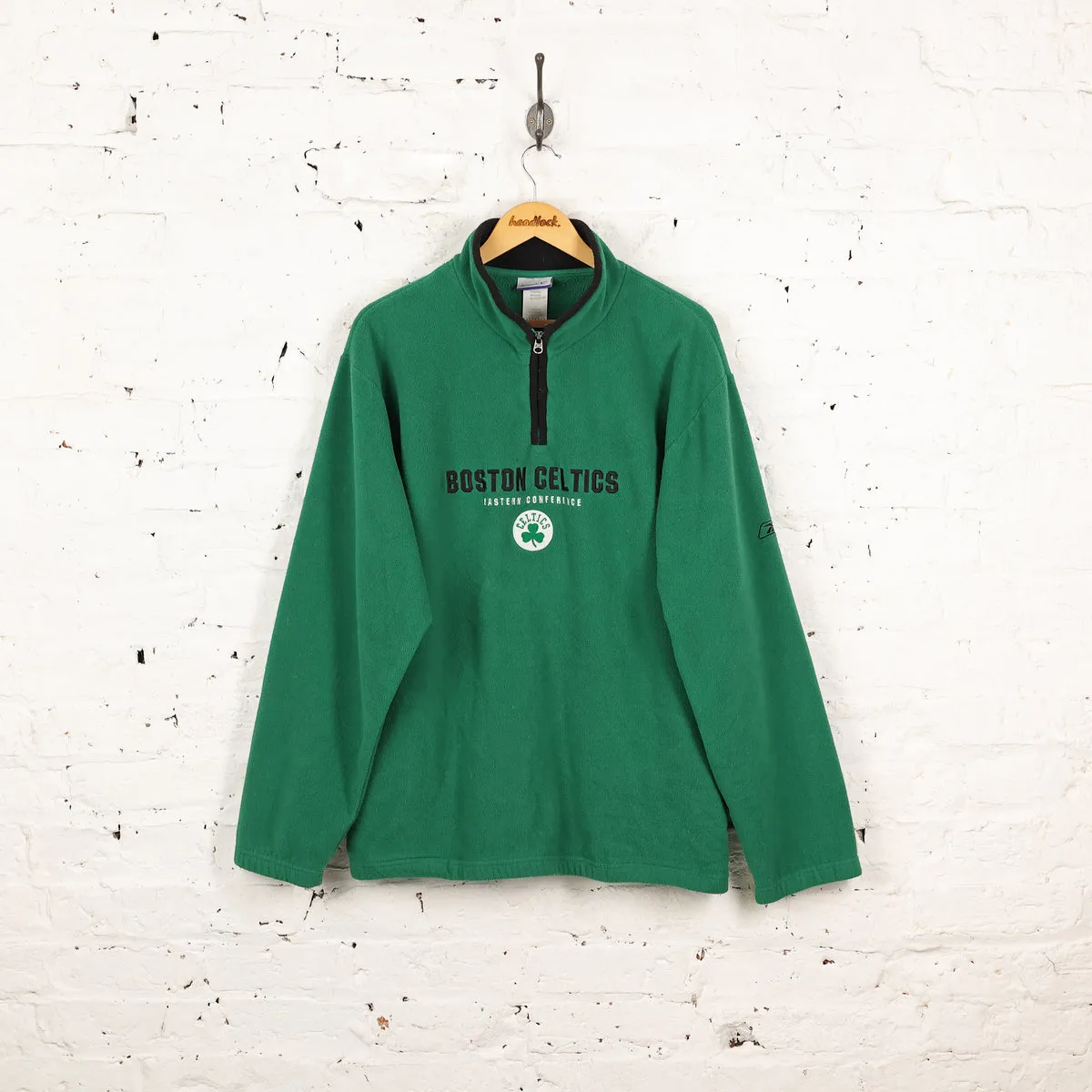 Boston Celtics Reebok 1/4 Zip Basketball Fleece - Green - L