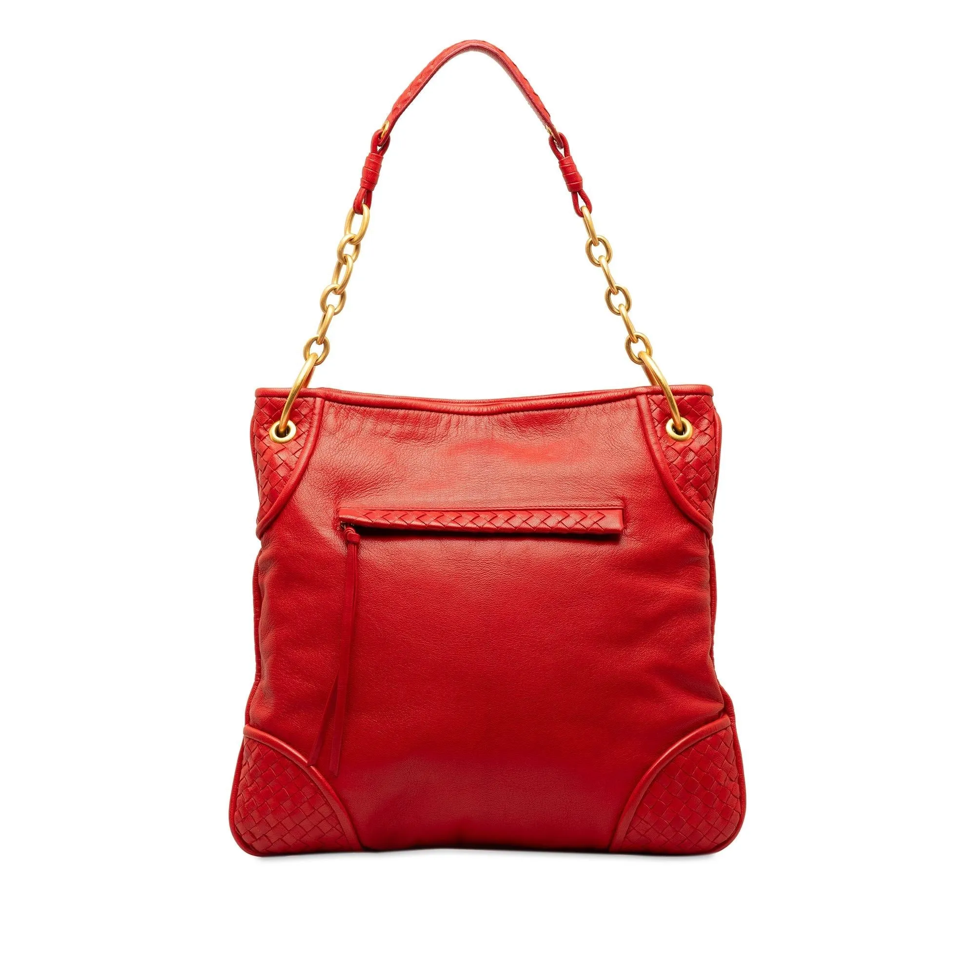 Bottega Veneta Intrecciato Trimmed Leather Shoulder Bag