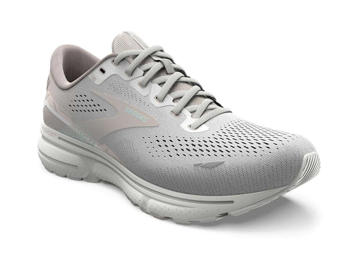 Brooks Women's Ghost 15 Running Shoe - White/Crystal Grey/Glass 1203801B189