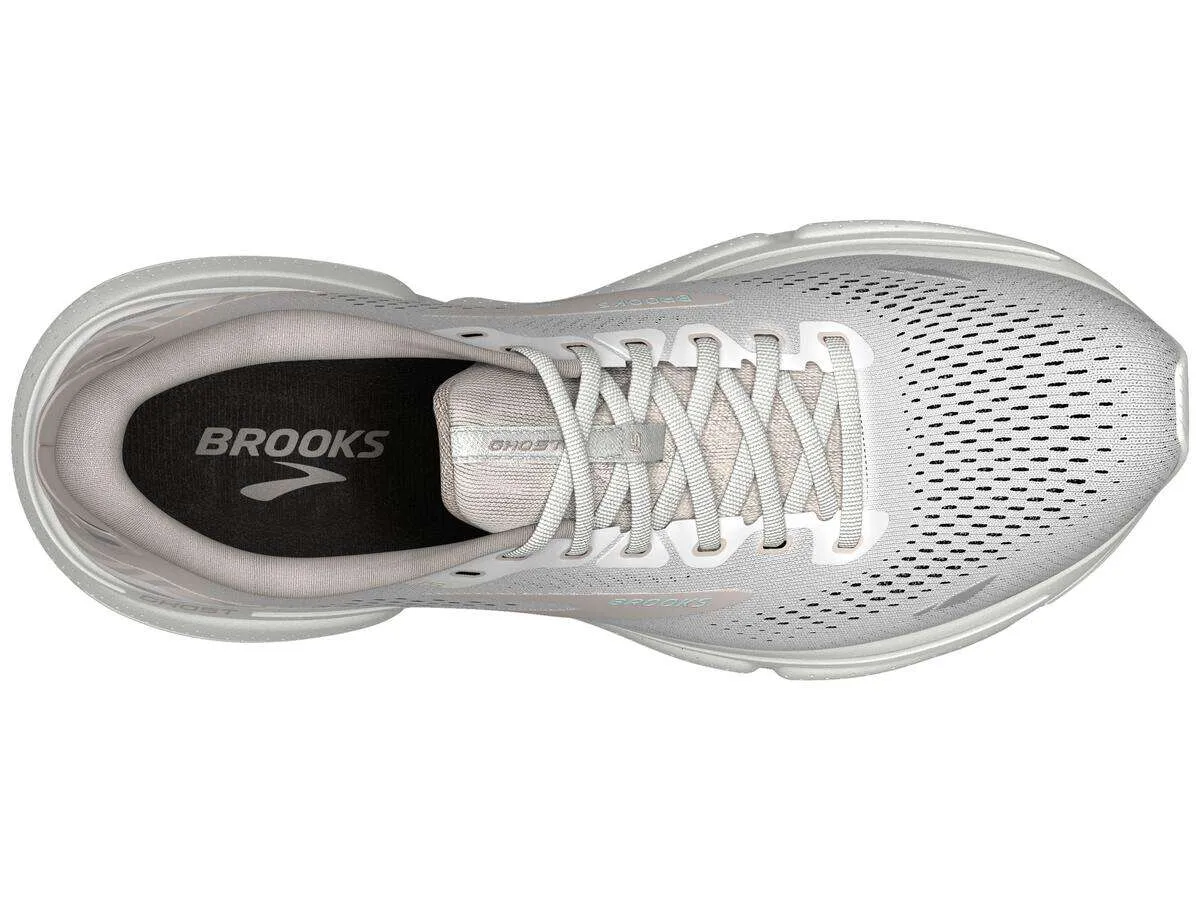 Brooks Women's Ghost 15 Running Shoe - White/Crystal Grey/Glass 1203801B189