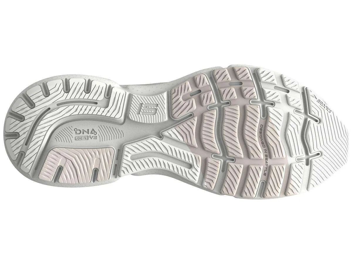 Brooks Women's Ghost 15 Running Shoe - White/Crystal Grey/Glass 1203801B189