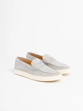 Brunello Cucinelli Sand Suede Loafer Sneakers With Natural Rubber Sole