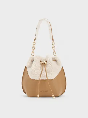 Cassiopeia Furry Bucket Bag - Camel