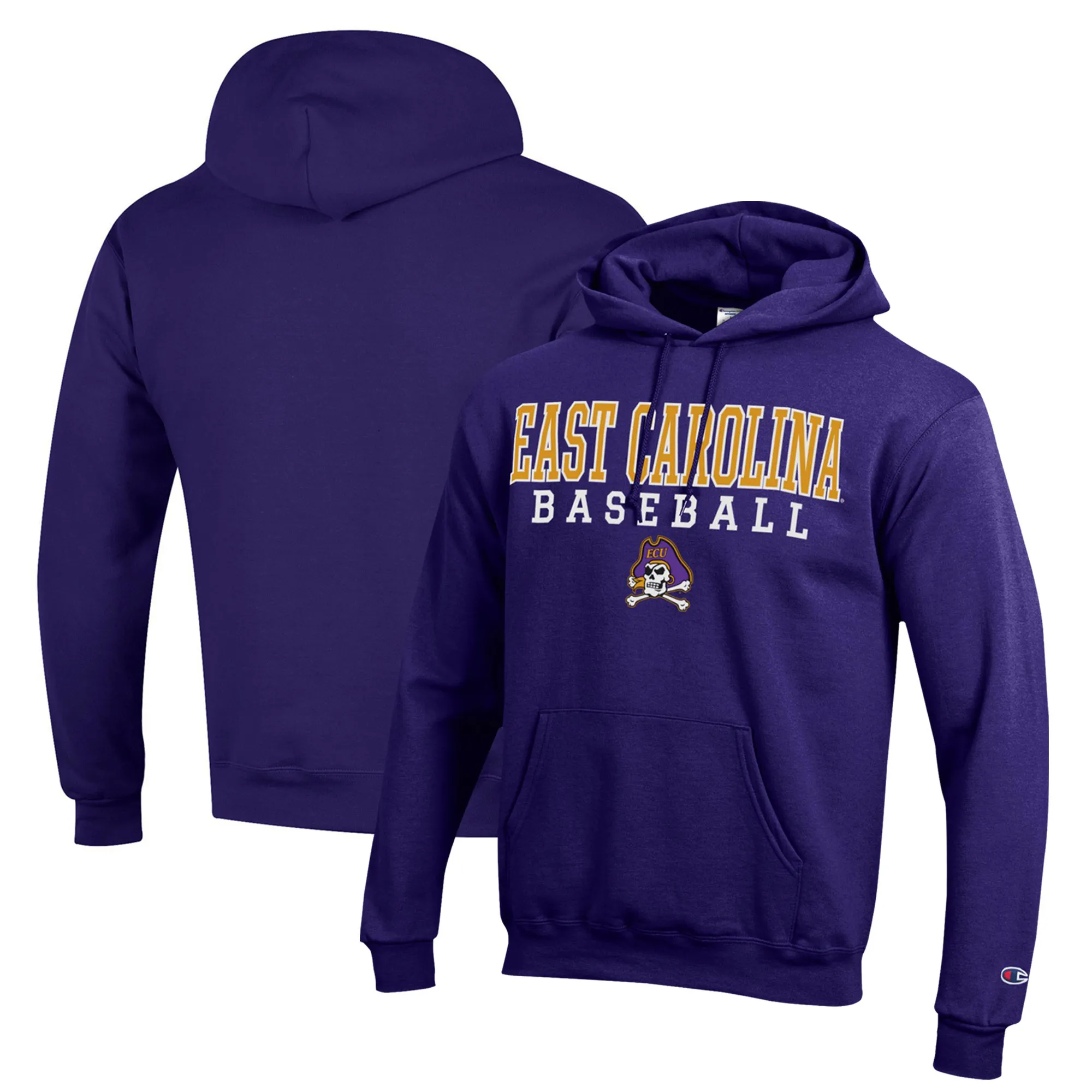 Champion  ECU Pirates Purple Stack Baseball Powerblend Pullover Hoodie