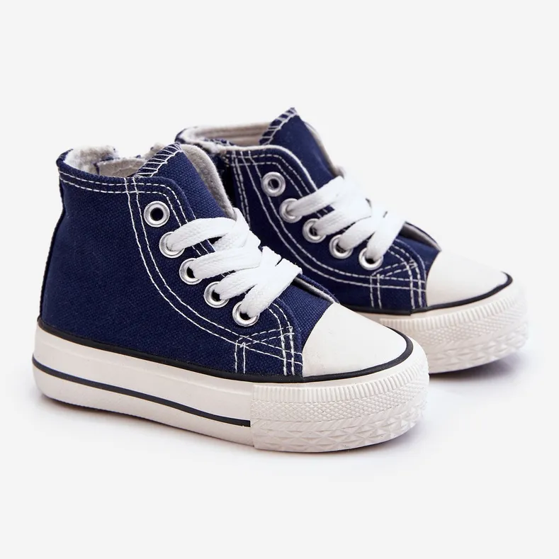 Children's High Sneakers With Zipper Navy Filemon blue