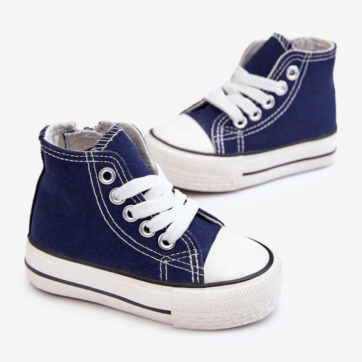 Children's High Sneakers With Zipper Navy Filemon blue