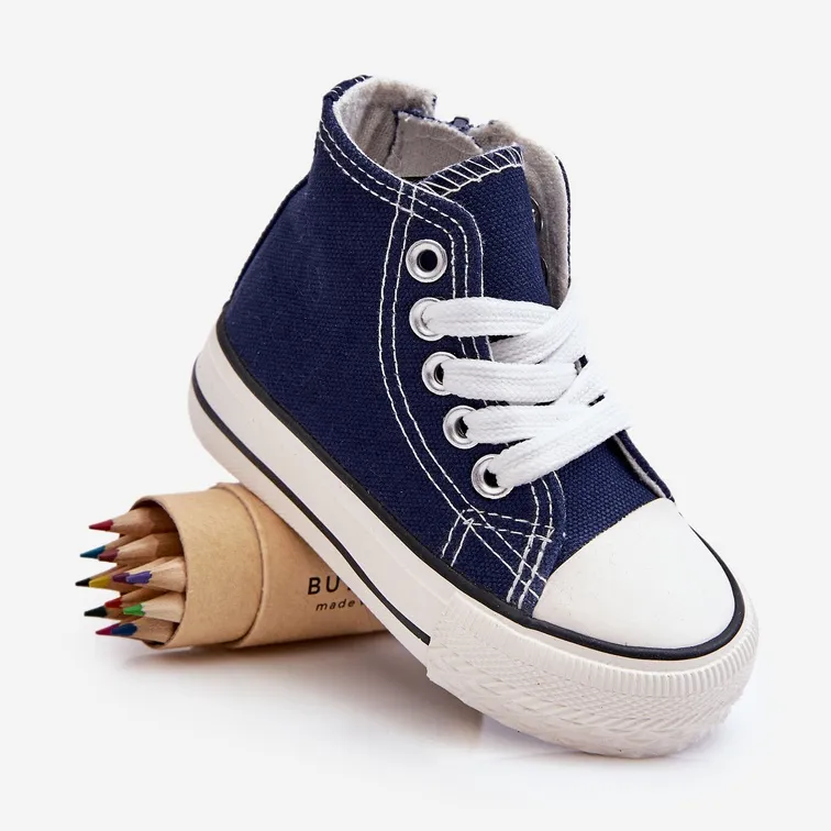 Children's High Sneakers With Zipper Navy Filemon blue