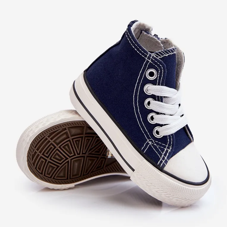 Children's High Sneakers With Zipper Navy Filemon blue