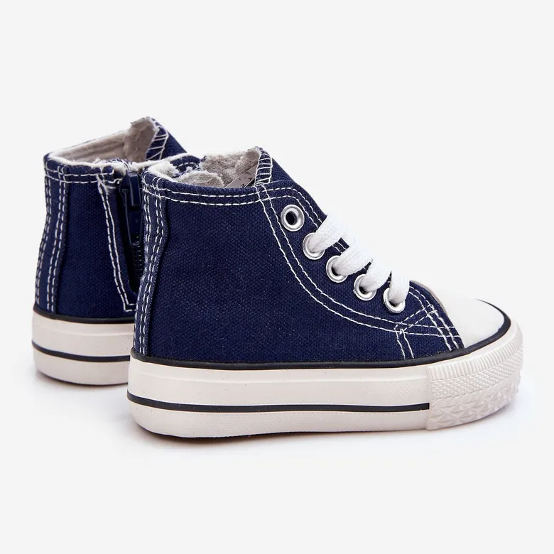 Children's High Sneakers With Zipper Navy Filemon blue