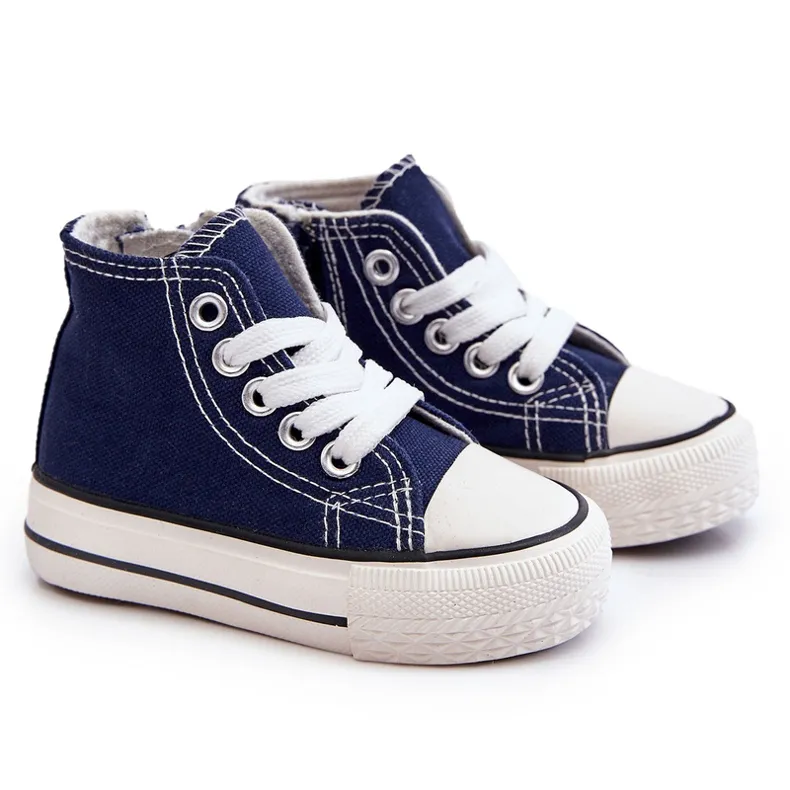 Children's High Sneakers With Zipper Navy Filemon blue