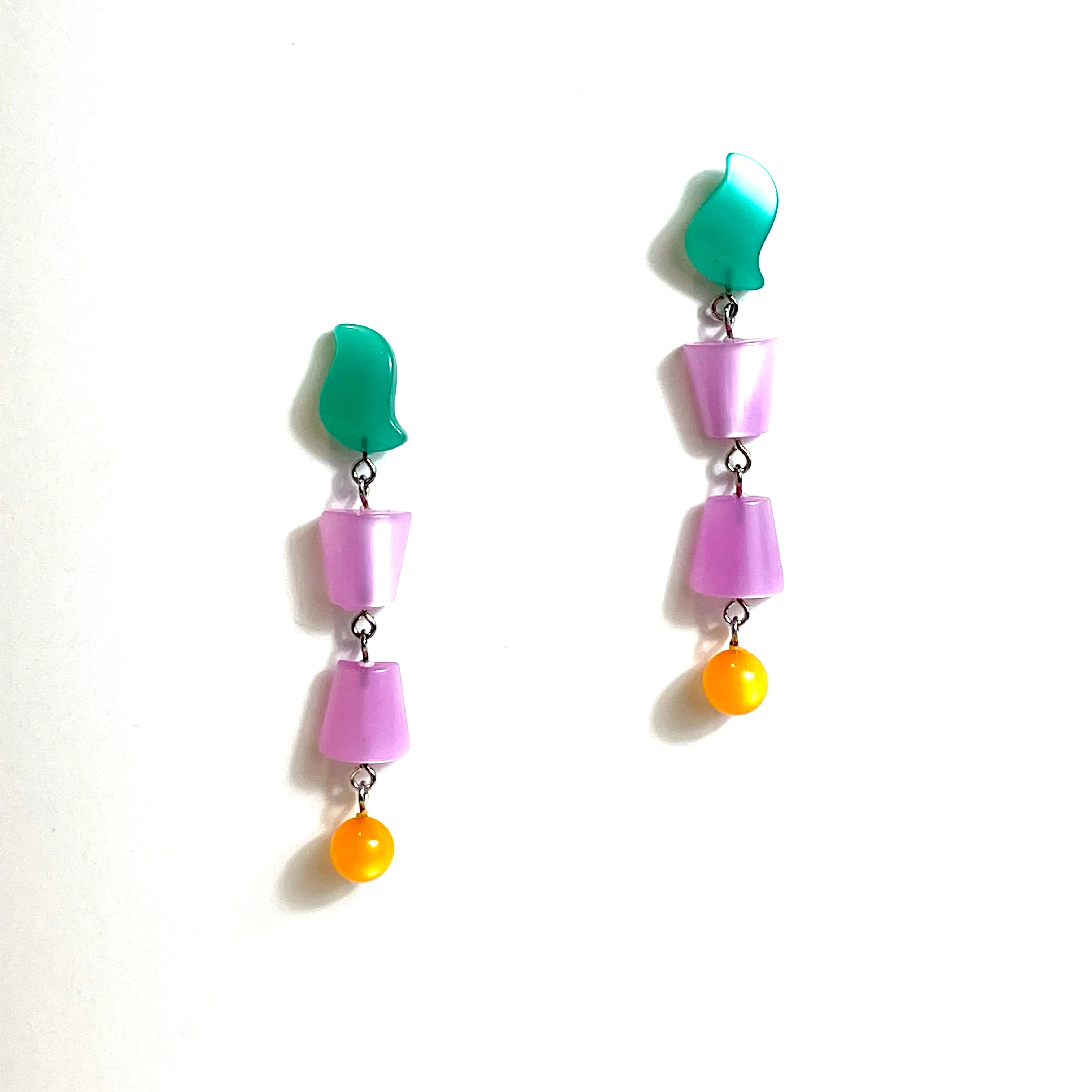 Citrus Mix Geometric Stack Moonglow Statement Earrings *