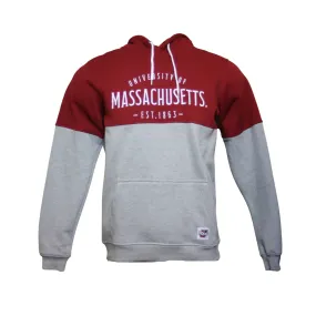 COLORBLOCK UNIVERSITY OF MASSACHUSETTS HOODIE - MAROON & GREY