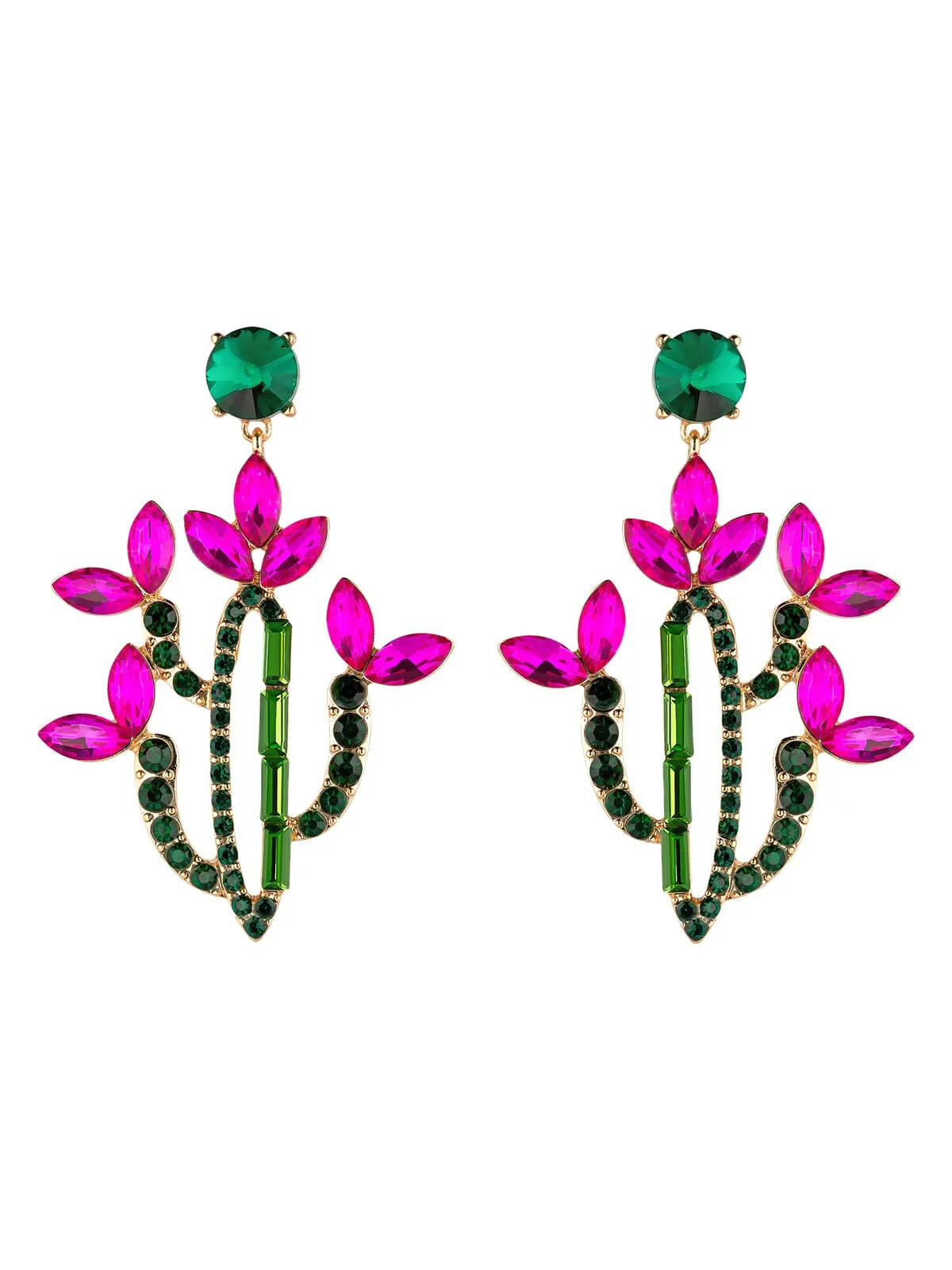 Crystal Cactus in Bloom Dangle Earrings