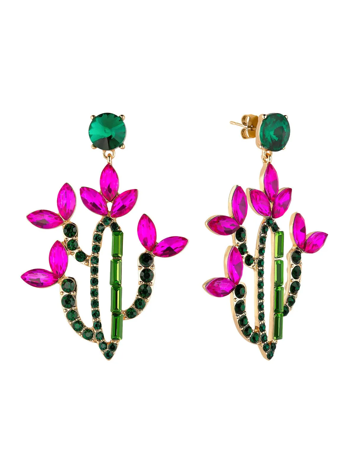 Crystal Cactus in Bloom Dangle Earrings