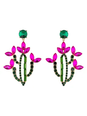 Crystal Cactus in Bloom Dangle Earrings