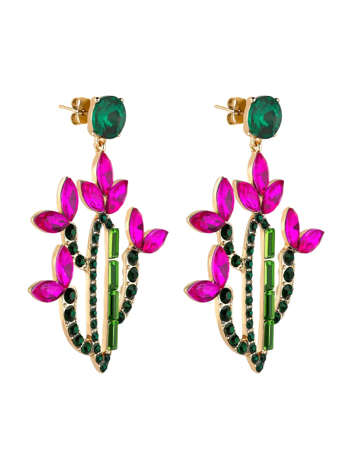 Crystal Cactus in Bloom Dangle Earrings