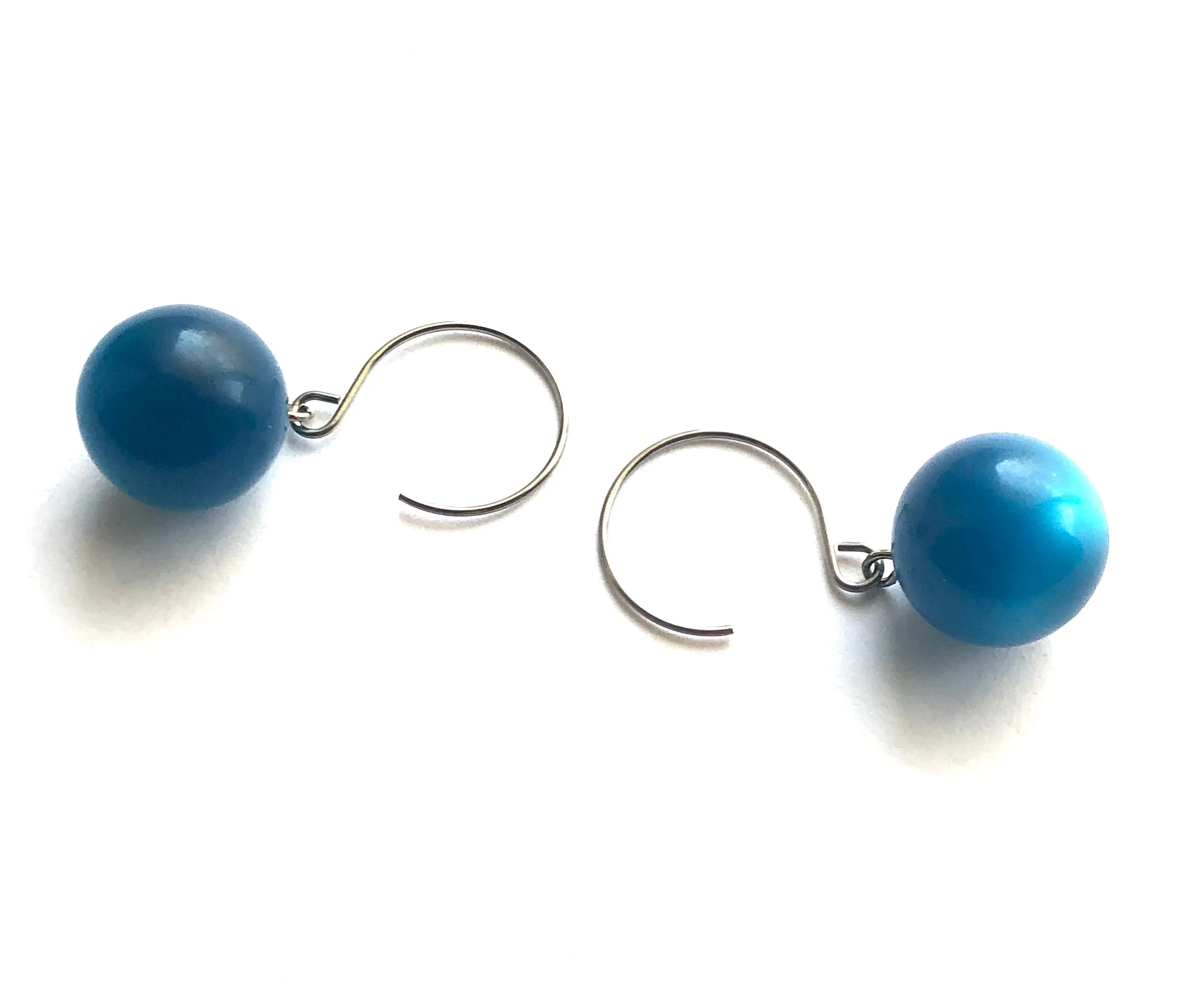 Dark Aqua Moonglow Jumbo Ball Drop Earrings