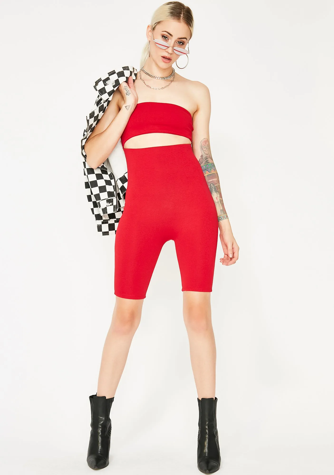 Dark Streak Biker Romper-