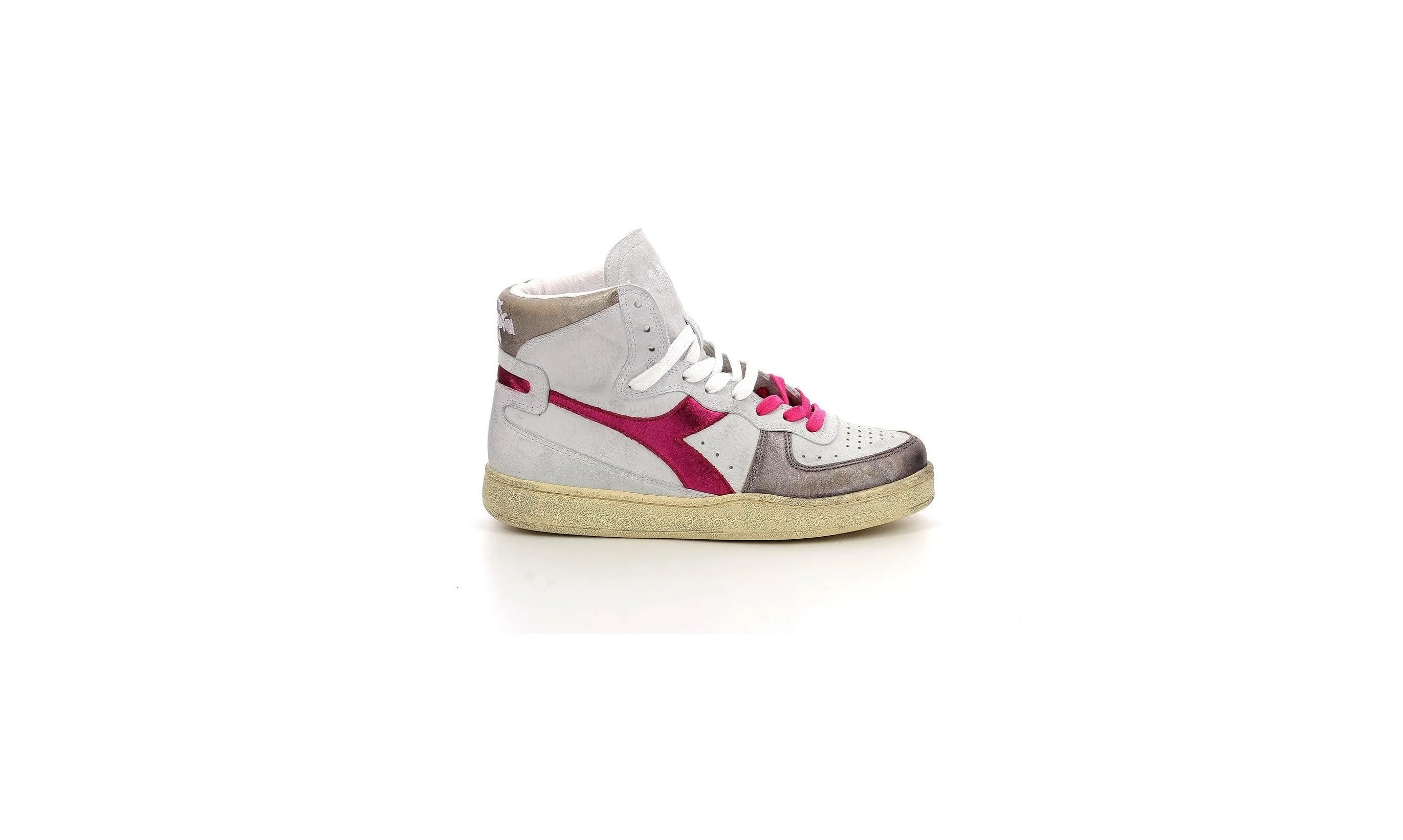 Diadora - Sneakers Haut Mi Basket Metal - White/Fucsia Red - Femme