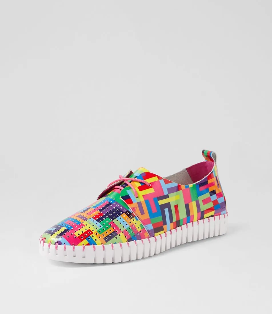 DJANGO & JULIETTE Huston Pink Stripe Multi Patent Leather Sneakers