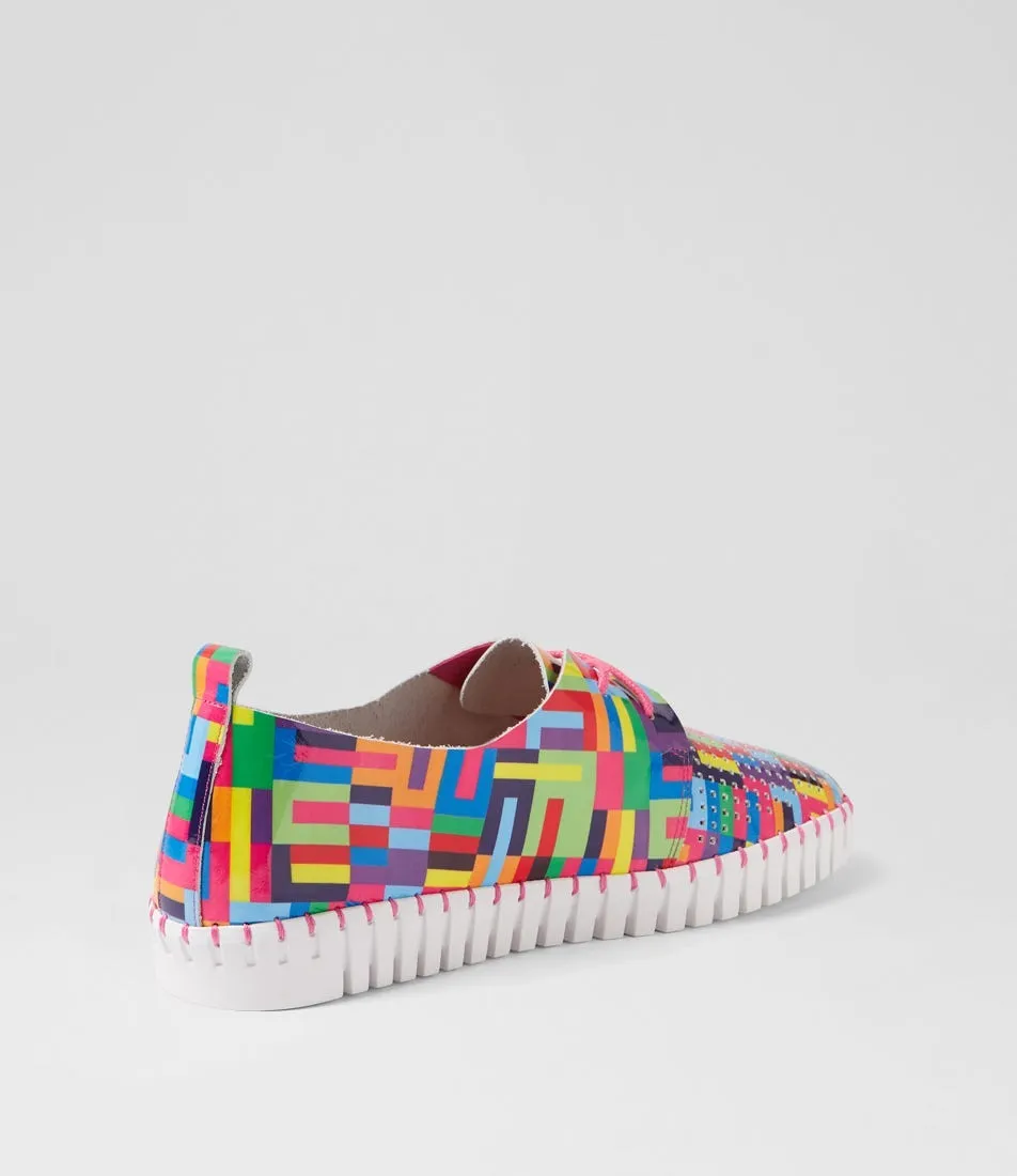 DJANGO & JULIETTE Huston Pink Stripe Multi Patent Leather Sneakers