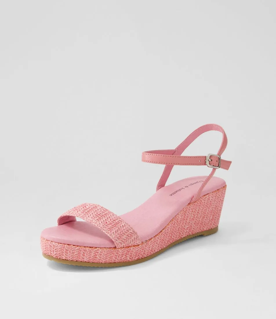 DJANGO & JULIETTE Sable Lrg Pink Synthetic Raffia Leather Sandals