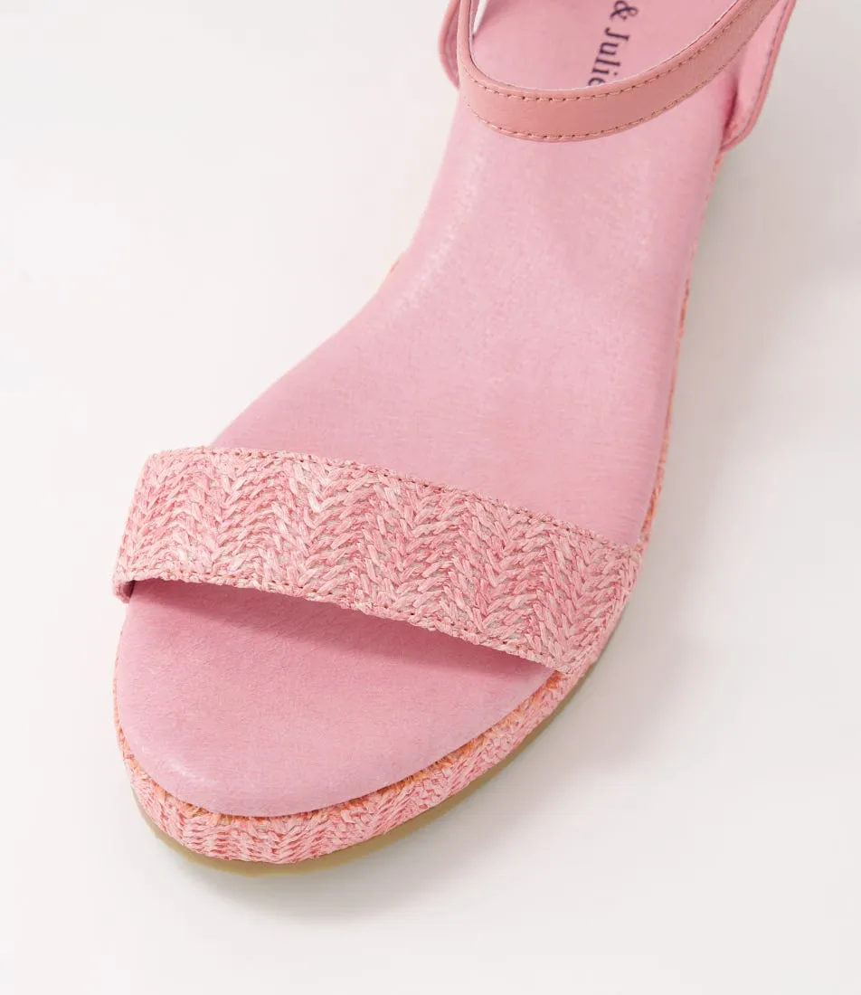 DJANGO & JULIETTE Sable Lrg Pink Synthetic Raffia Leather Sandals