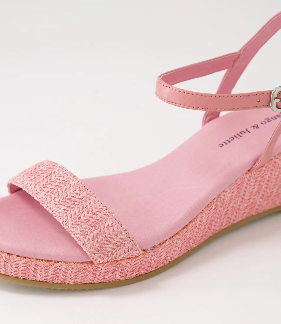 DJANGO & JULIETTE Sable Lrg Pink Synthetic Raffia Leather Sandals