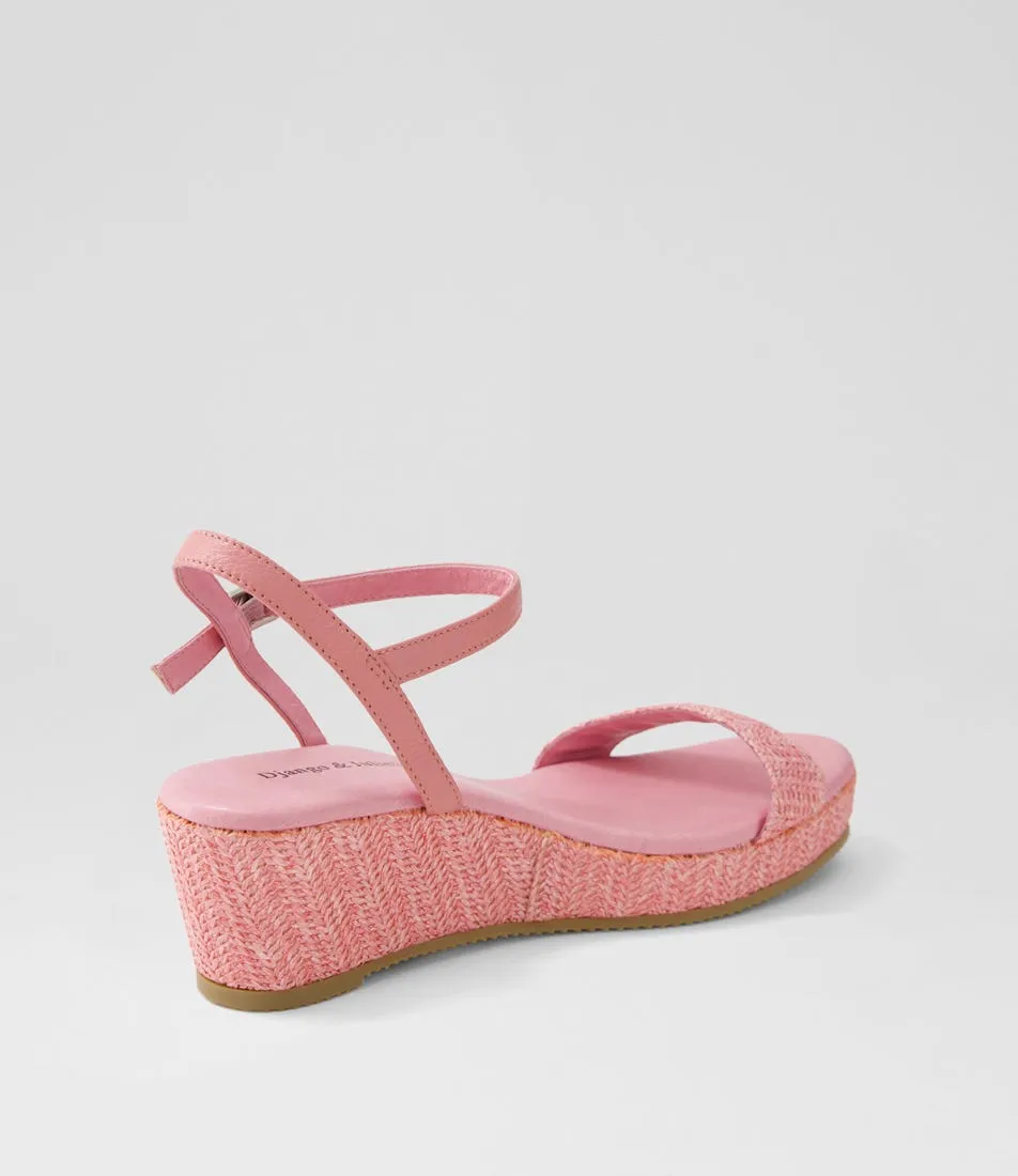 DJANGO & JULIETTE Sable Lrg Pink Synthetic Raffia Leather Sandals